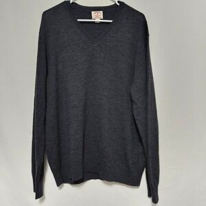 Brooks Brothers Red Fleece Men VNeck Sweater Extra Fine Merino Wool Gray XL Flaw